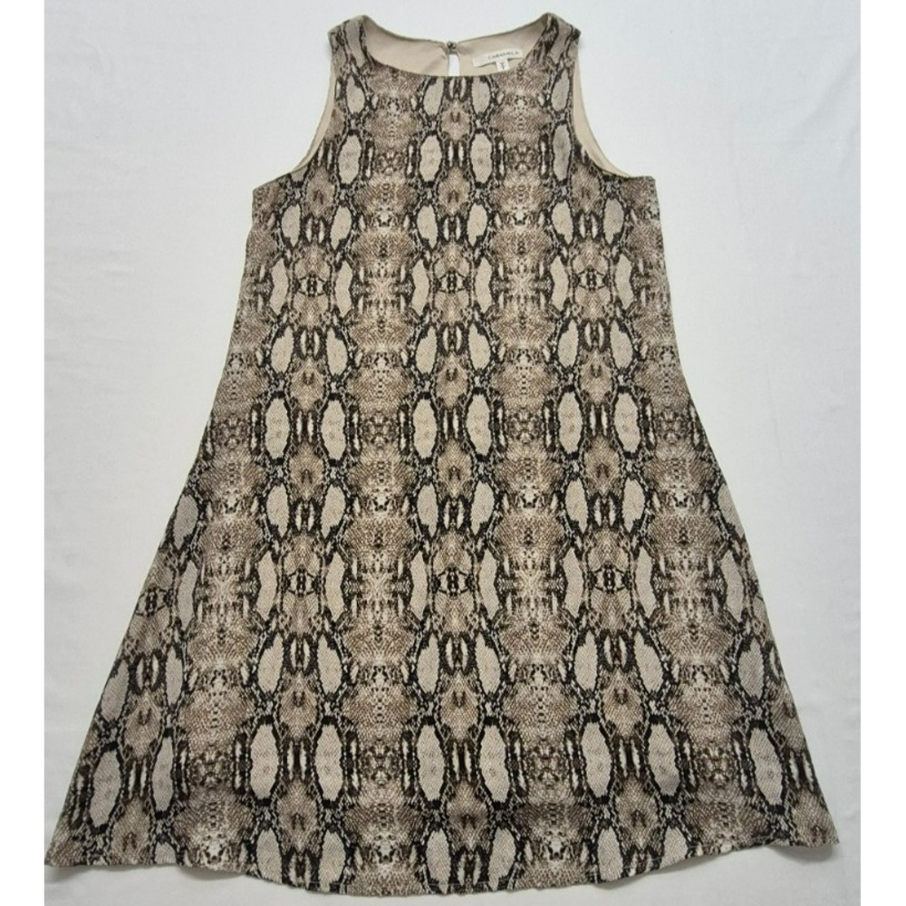 Caramela‎ women's python snake print A-line fully lined sleeveless dress sz. S